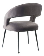 Rocco Modern Grey Velvet/Metal Arm Chair