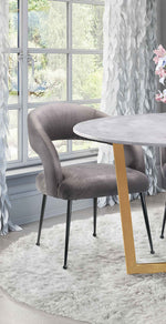 Rocco Modern Grey Velvet/Metal Arm Chair