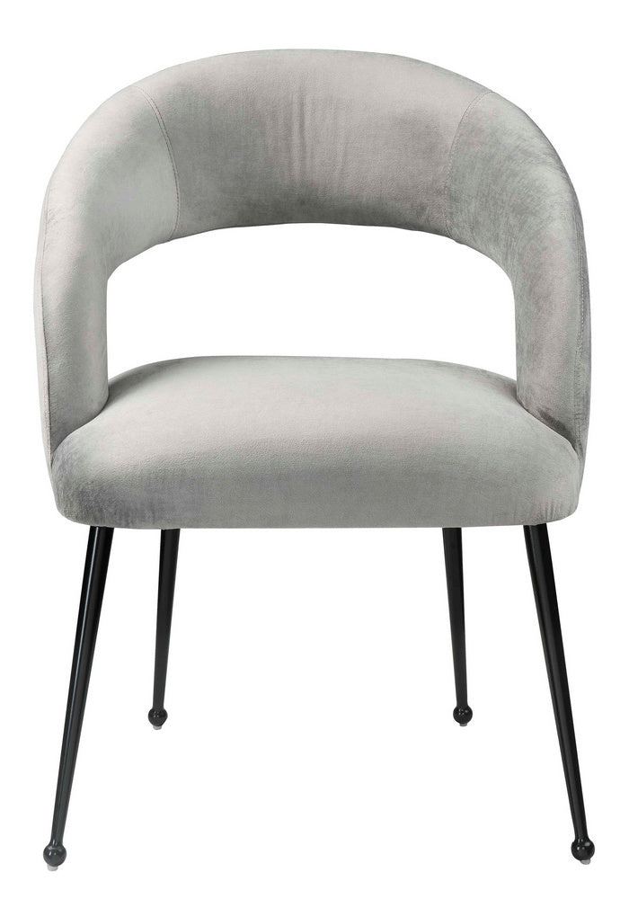 Rocco Modern Slub Grey Velvet/Metal Arm Chair