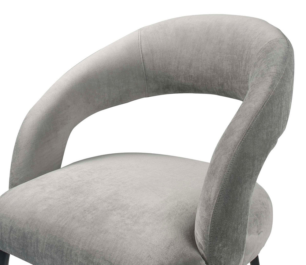 Rocco Modern Slub Grey Velvet/Metal Arm Chair