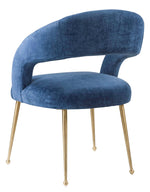 Rocco Modern Slub Navy Velvet/Metal Arm Chair