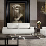 Russo White Air Leather Sofa with Adjustable Backs