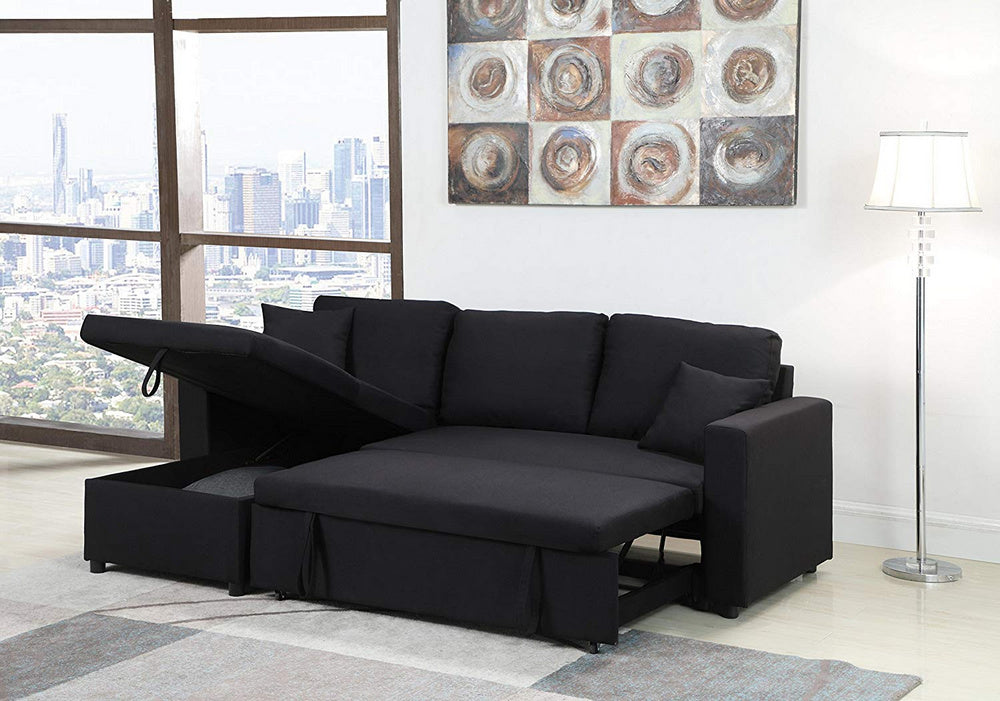 Sandy Black Reversible Sectional with Pull-Out Bed