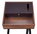 Sara II Walnut Wood/Sandy Black Metal Square End Table