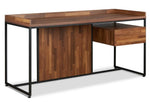 Sara Walnut Wood/Sandy Black Metal Desk with Drawer