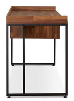 Sara Walnut Wood/Sandy Black Metal Desk with Drawer