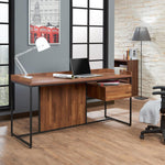 Sara Walnut Wood/Sandy Black Metal Desk with Drawer