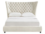 Sassy Cream Velvet King Platform Bed (Oversized)