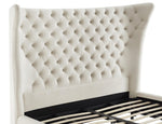 Sassy Cream Velvet King Platform Bed (Oversized)