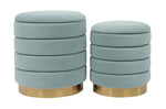 Saturn 2 Sea Blue Velvet Storage Ottomans