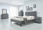 Saveria 2-Tone Gray PU Leather King Bed