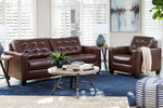 Altonbury Walnut Leather 2-Seat Sofa