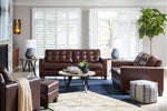 Altonbury Walnut Leather 2-Seat Sofa