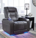 Composer Gray Faux Leather Power Recliner