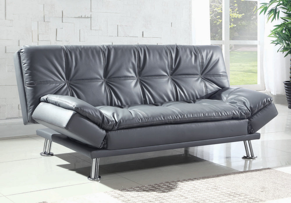 Dilleston Contemporary Grey Leatherette Sofa Bed