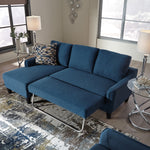 Jarreau Blue Fabric LAF Sectional Sofa Sleeper