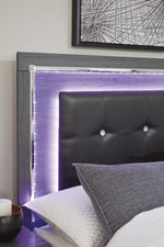 Lodanna Gray Wood King Panel Bed with LED