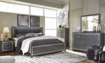 Lodanna Gray Wood King Panel Bed with LED