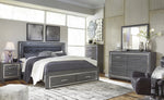 Lodanna Gray Wood King Storage Bed with LED