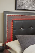 Lodanna Gray Wood Queen Panel Bed with LED