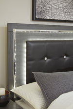 Lodanna Gray Wood Queen Panel Bed with LED