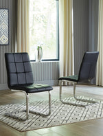 Madanere 4 Black Faux Leather/Chrome Metal Side Chairs