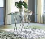 Madanere Clear Glass/Chrome Metal Dining Table