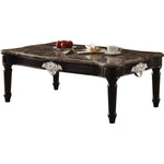 Ernestine Black Wood/Marble Rectangular Coffee Table