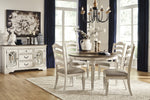 Realyn 2 Neutral Fabric/Chipped White Wood Side Chairs