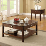 Skyla Walnut Wood End Table w/Drawer