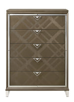 Skylar Dark Champagne Wood 5-Drawer Chest