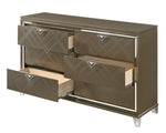 Skylar Dark Champagne Wood 6-Drawer Dresser