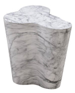 Slab White Marble Finish Concrete Short Side Table