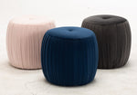 Sommer Blush Pleated Velvet Round Ottoman