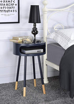 Sonria Black Wood/Metal Round Side Table