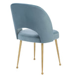 Swell Sea Blue Velvet/Gold Meta Side Chair