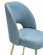 Swell Sea Blue Velvet/Gold Meta Side Chair