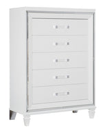 Tamsin White Metallic Finish Wood 5-Drawer Chest