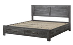 Vidalia Rustic Gray Oak Wood King Bed with Storage