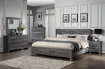 Vidalia Rustic Gray Oak Wood King Bed with Storage