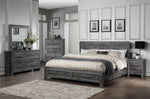 Vidalia Rustic Gray Oak Wood King Panel Bed