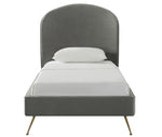 Vivi Modern Grey Velvet Twin Platform Bed