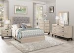 Whiting Cream Wood Full Bed with Gray Fabric Insert