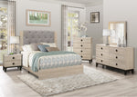 Whiting Cream Wood Queen Bed with Gray Fabric Insert