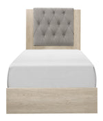 Whiting Cream Wood Twin Bed with Gray Fabric Insert