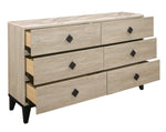 Whiting Cream Wood/Faux Marble 6-Drawer Dresser