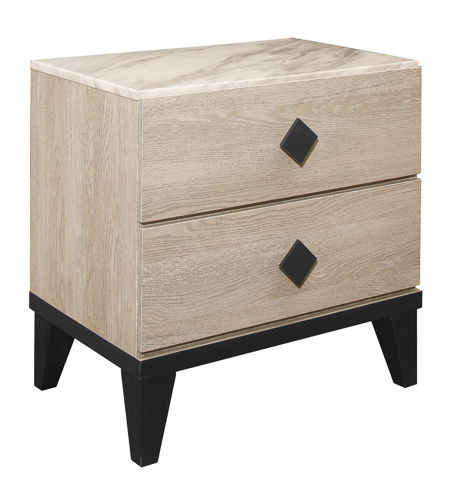 Whiting Cream Wood/Faux Marble Nightstand