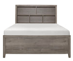 Woodrow Gray Wood Queen Bed with Bookcase Headboard