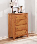 Wrangle Hill Amber Wash Wood 4-Drawer Chest