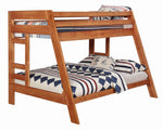 Wrangle Hill Amber Wash Wood Twin/Full Bunk Bed with Storage